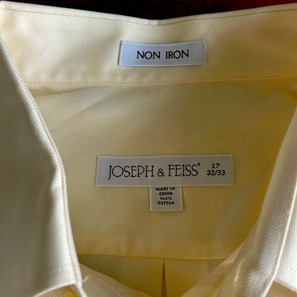 Joseph & Feiss Dress Shirt Size 17 23/33 in Pale Yellow - Picture 2 of 4